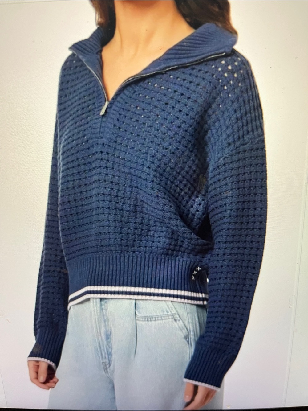 NWT Scotch & Soda 3/4 Zip Open-Knit Pullover Sweater